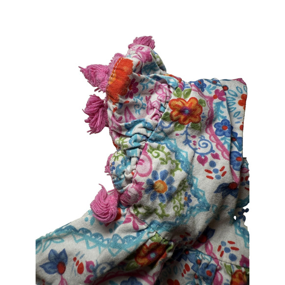 Bonnie Jean Dress Girls 3T Pink Floral Boho Tassel Sleeve Summer Cotton Casual - Picture 2 of 4